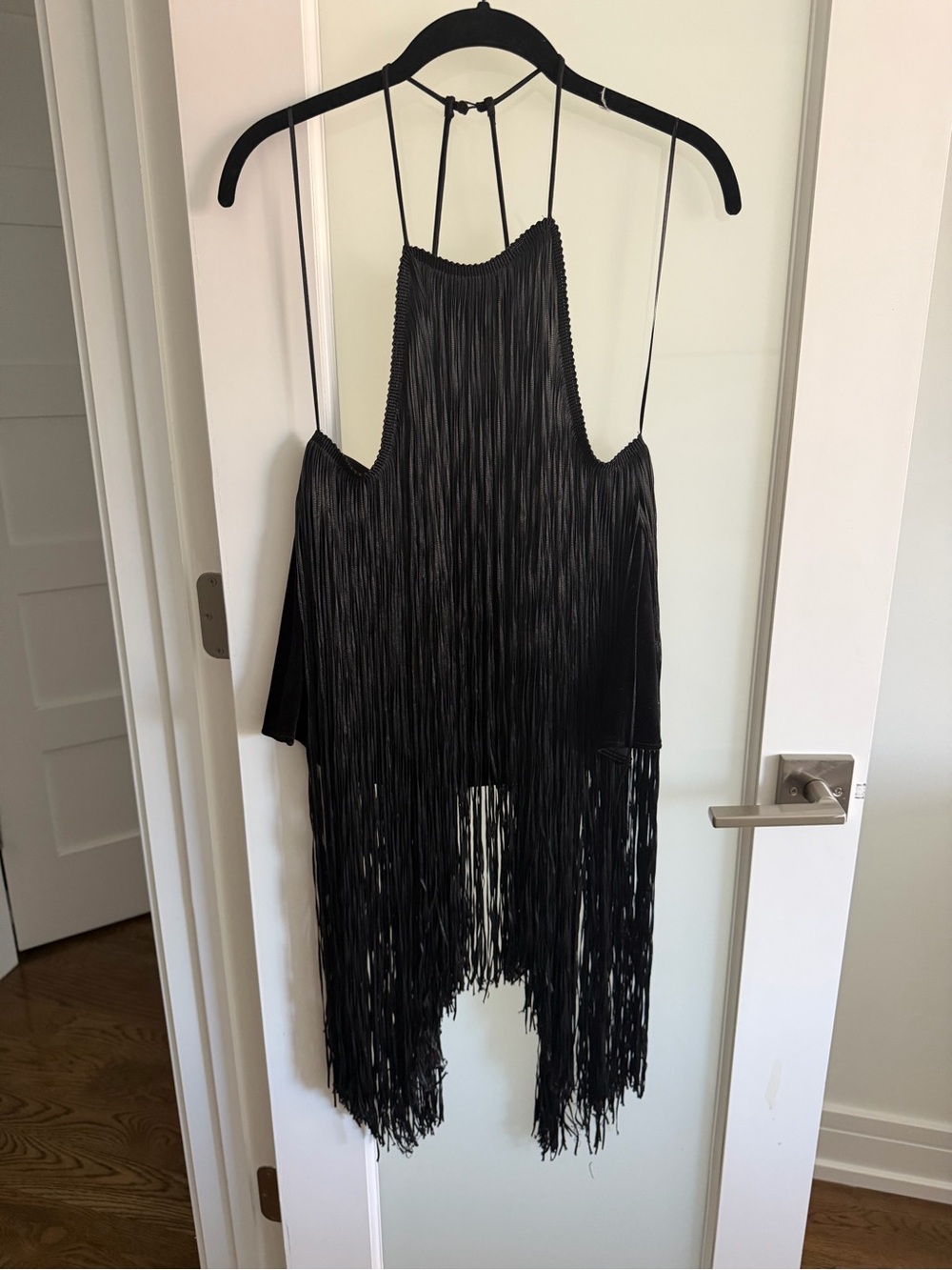 Zara Black Fringe Halter Camisole